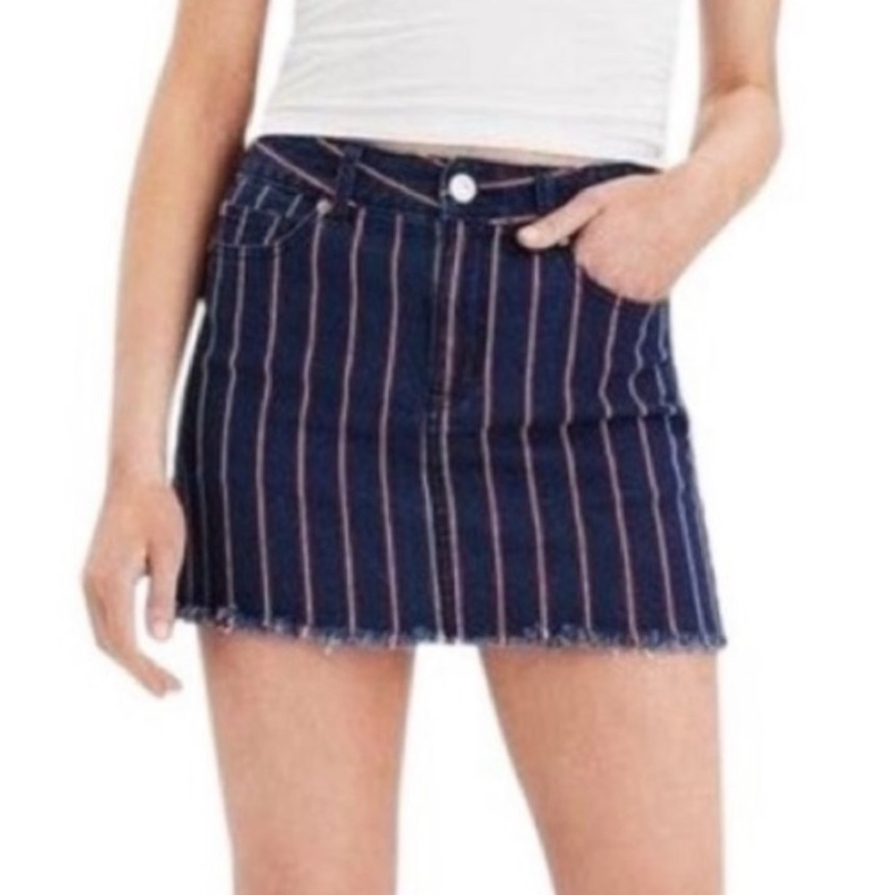 American Eagle Striped Denim High Rise Mini Skirt